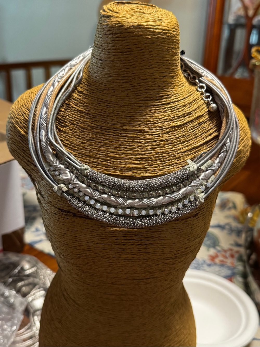 Chico's Silver Multi-Row Layered Necklace